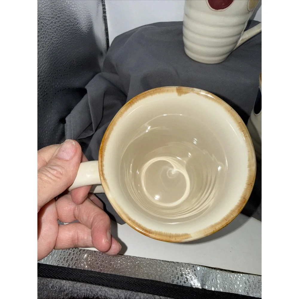 Pier 1 Dots Hand-Painted Stoneware Mugs Set of 3